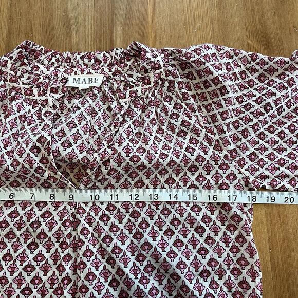 M.A.B.E Women's Blouse Size XS Cotton Viti Printed Top Whimsical Cottage Boho - Picture 14 of 15